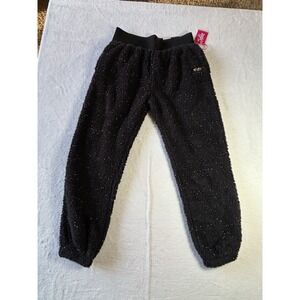 Justice Girls Black J Sport Sherpa Joggers Pants NWT Size XL plus 16P/18P